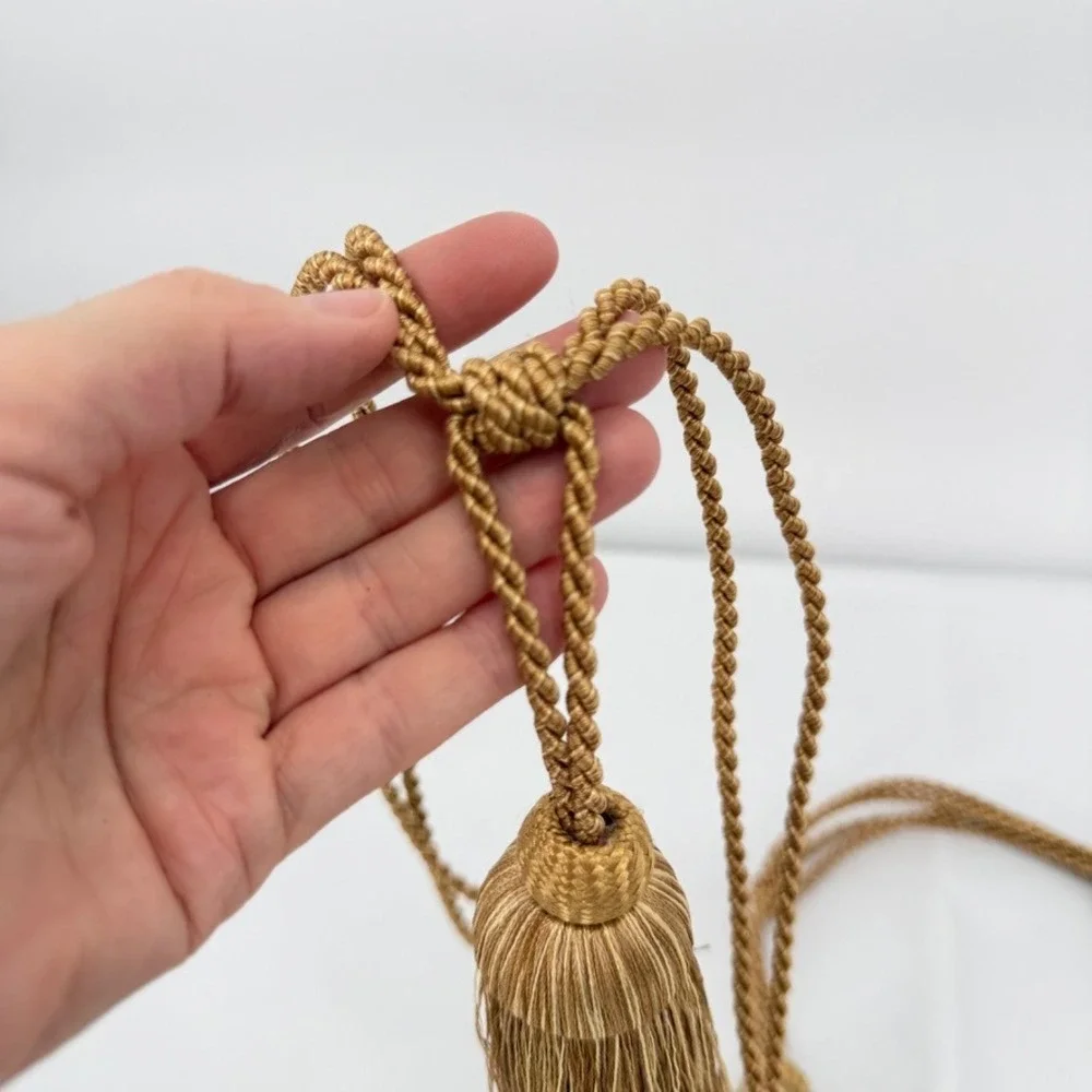 Curtain Tieback Tassels Gold Twisted Cord Fringe Set of 2 Victorian Home Decor